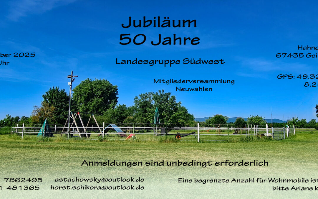 Einladung zum 50-jährigen Jubiläum der LG Südwest